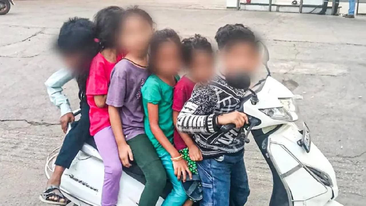 Viral pic of six children on a scooter in Bengaluru draws police attention