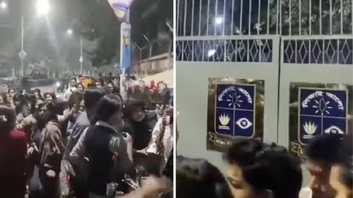 Dhaka university students dance to Teri Aakhya Ka Yo Kajal during protest