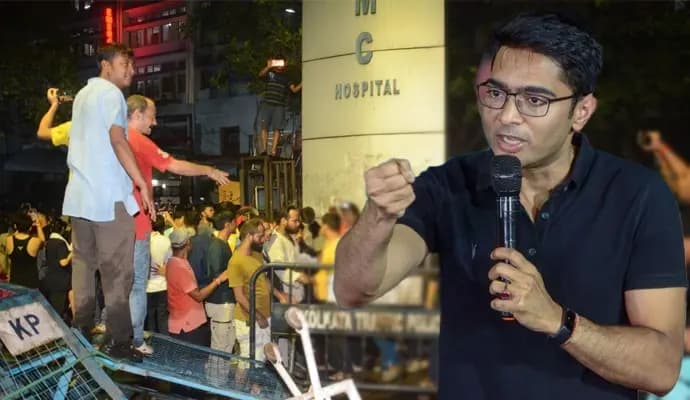 Vandalism at RG Kar Medical College Abhishek Banerjee protests gnr