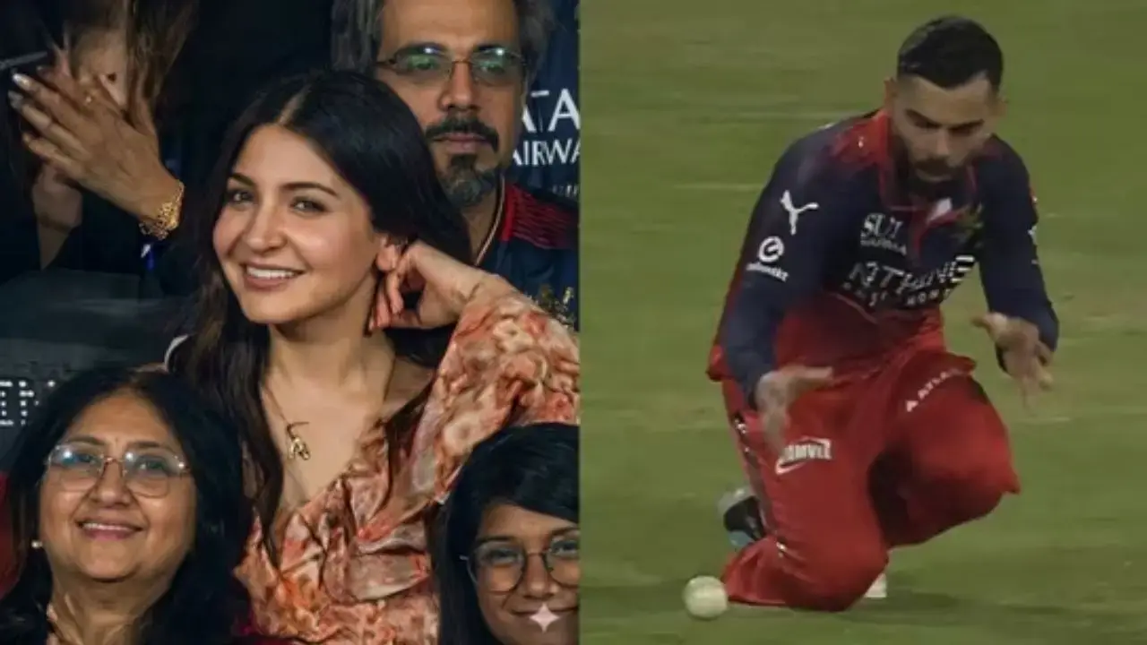 Anushka Sharma's reaction after virat kohli misses catch in rcb vs srh match gone viral