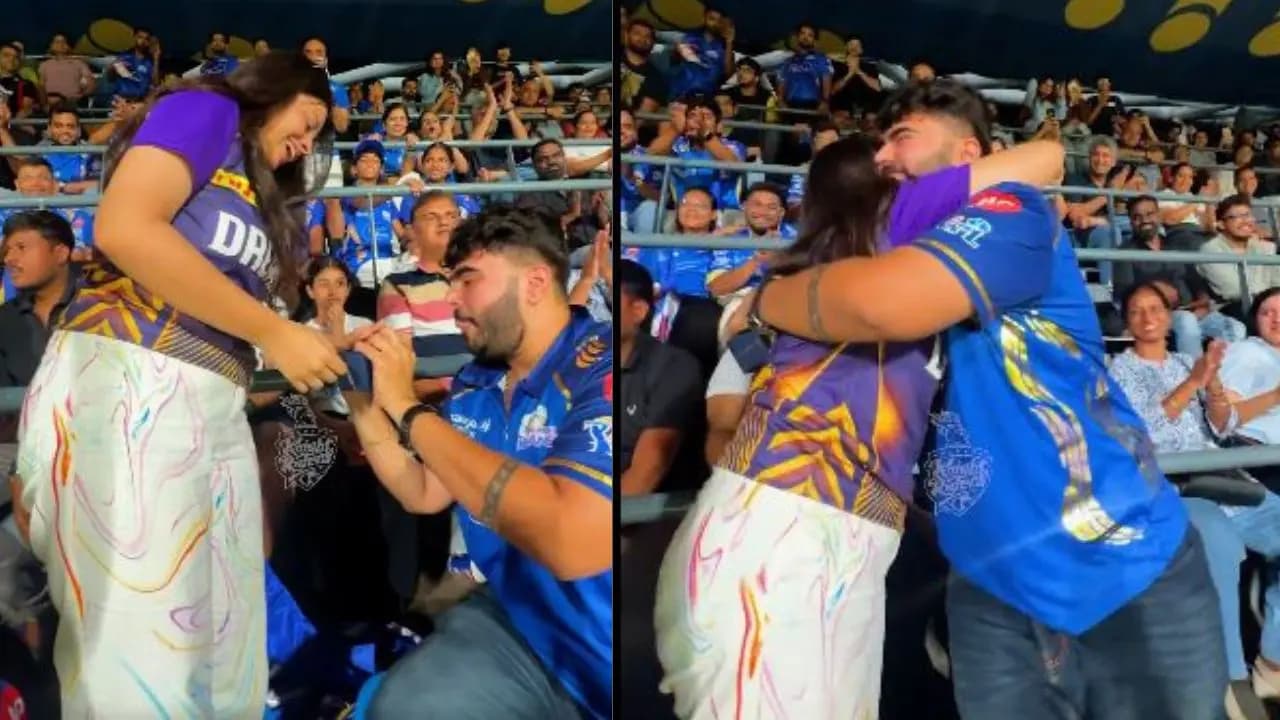 IPL 2026: Mumbai Indians supporter proposes to a KKR fan at Wankhede briefly turned chaotic after he dropped the ring mid moment