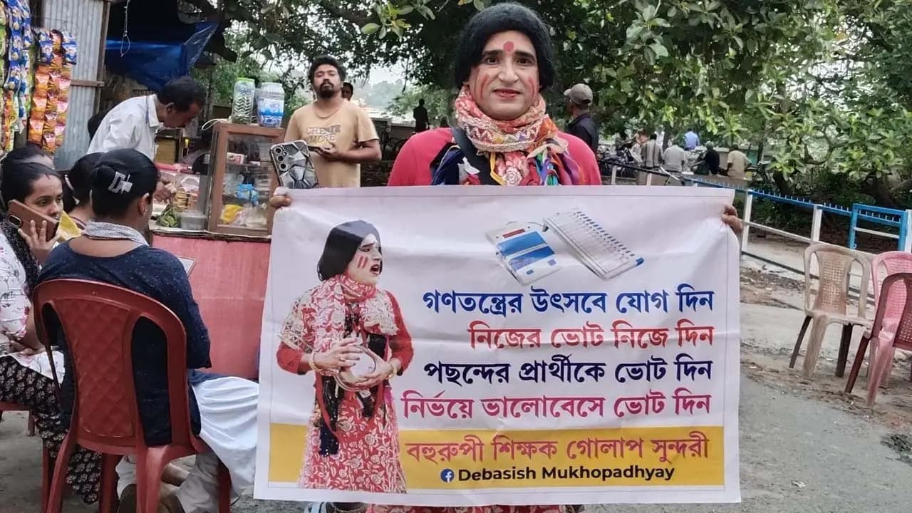WB Election 2026: Golap Sundari the Bahurupi from Khanakul calls upon everyone to join in the festival of democracy