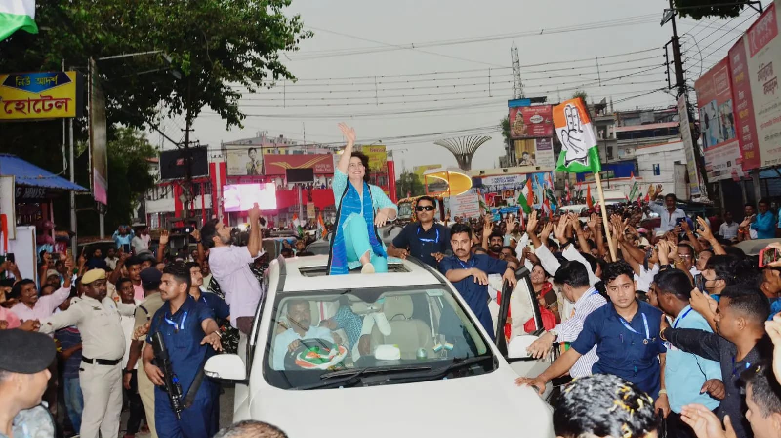 priyanka gandhi road show in agartala