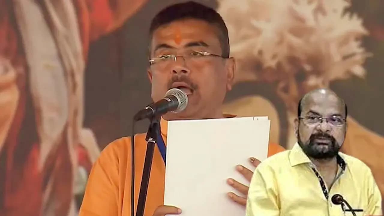 TMC run municipality chairman greeted Subhendu Adhikary the chief minister