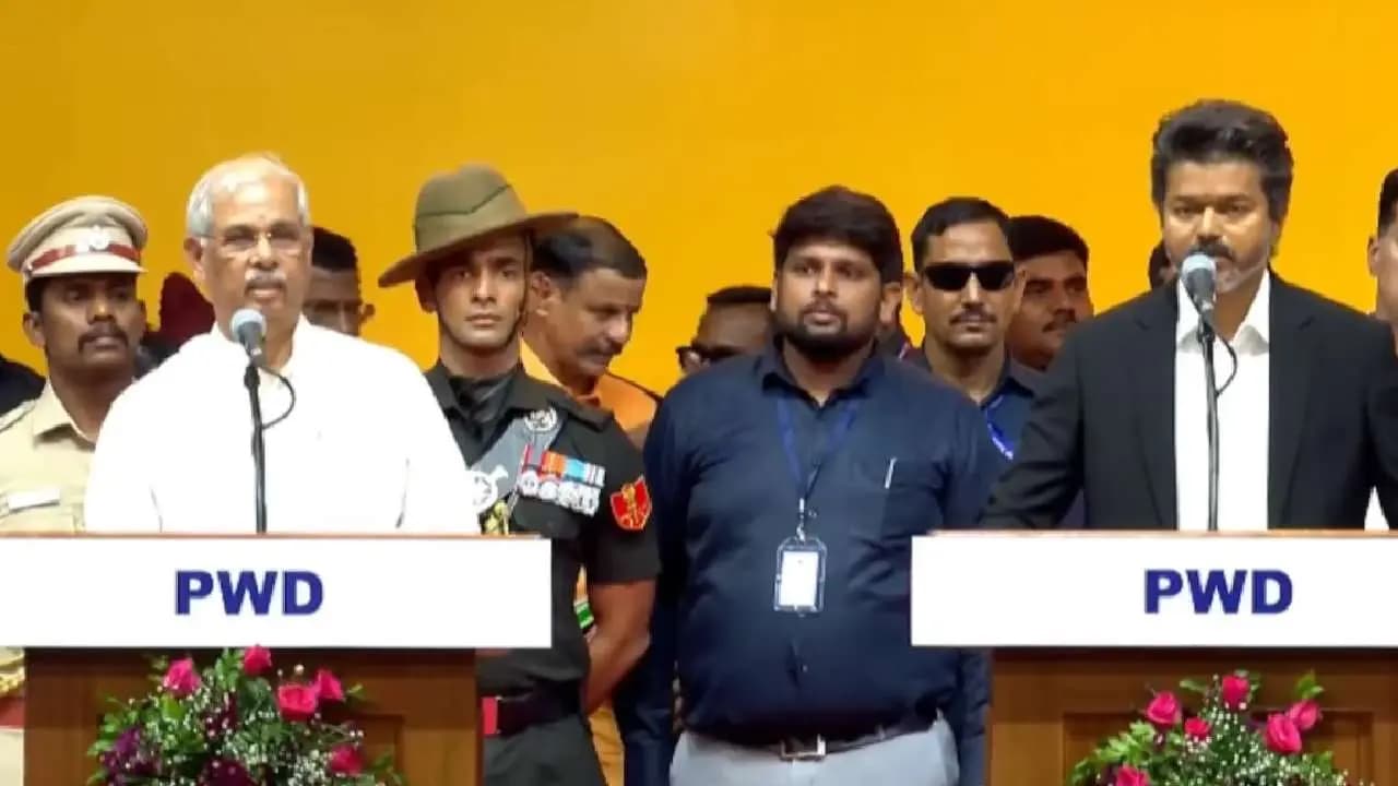 Thalapathi Vijay takes Oath as Tamilnadu forms new Govt Meet Vijay new Cabinet