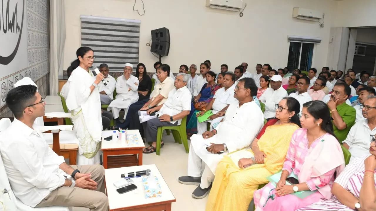 Mamata Avishek meets tmc MLAs in kalighat