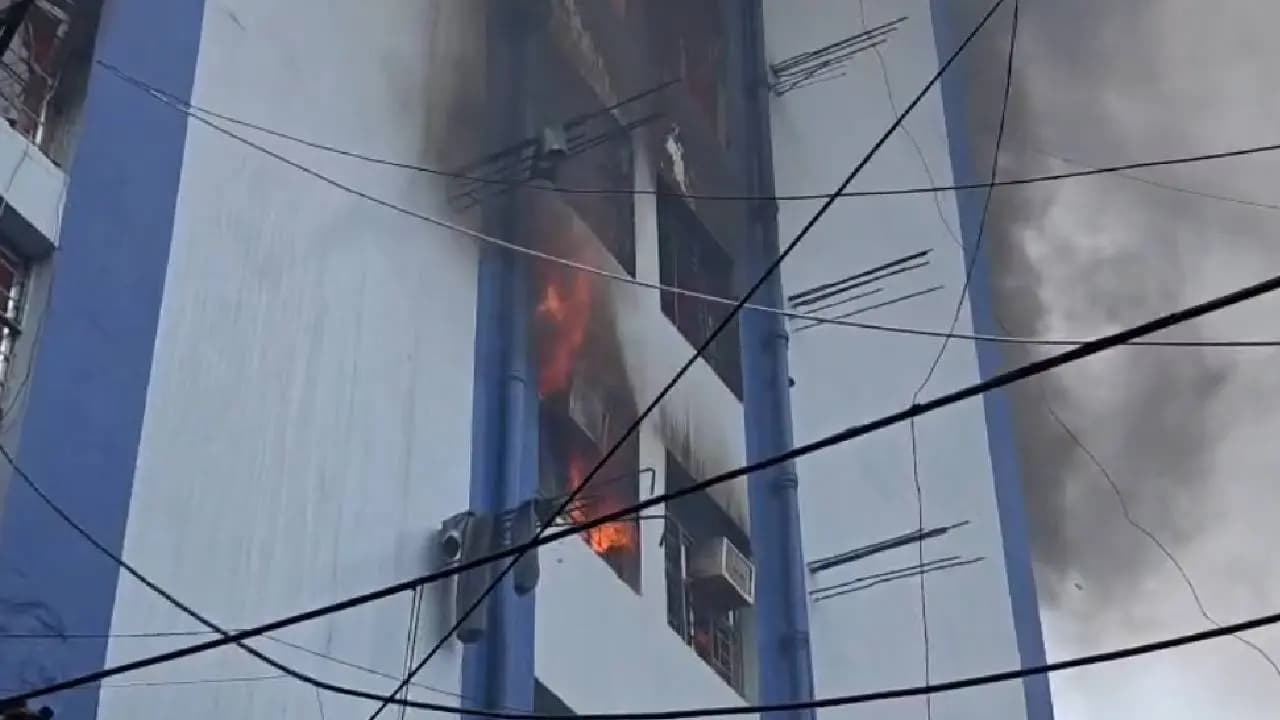 Raging fire at the Zilla Parishad building in Alipore early in the morning