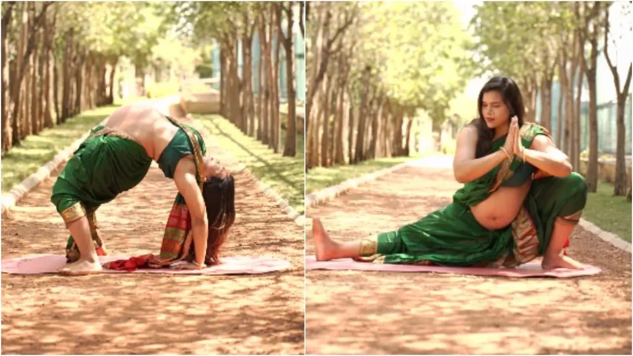 Shashi Prabha Dwivedi: 39-Week Pregnant Bengaluru Yoga Teacher Performs Chakrasana In Saree