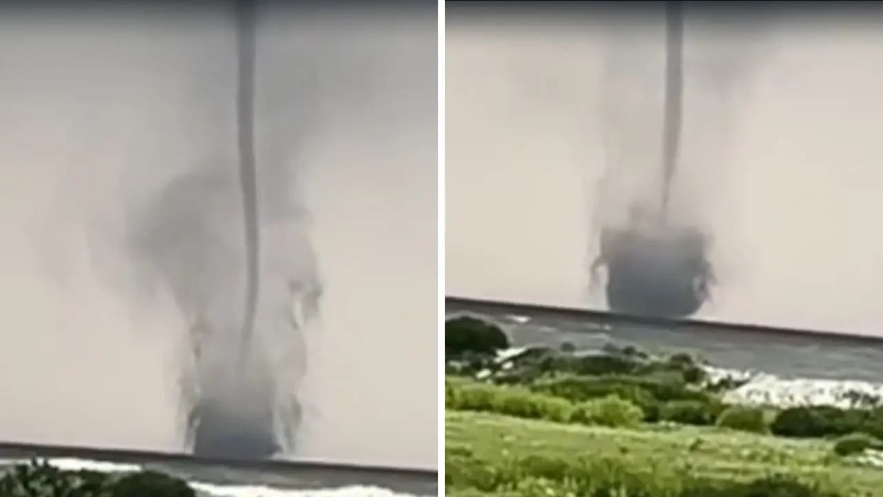 Twin Tornado formed on Hooghly river in South 24 Parganas