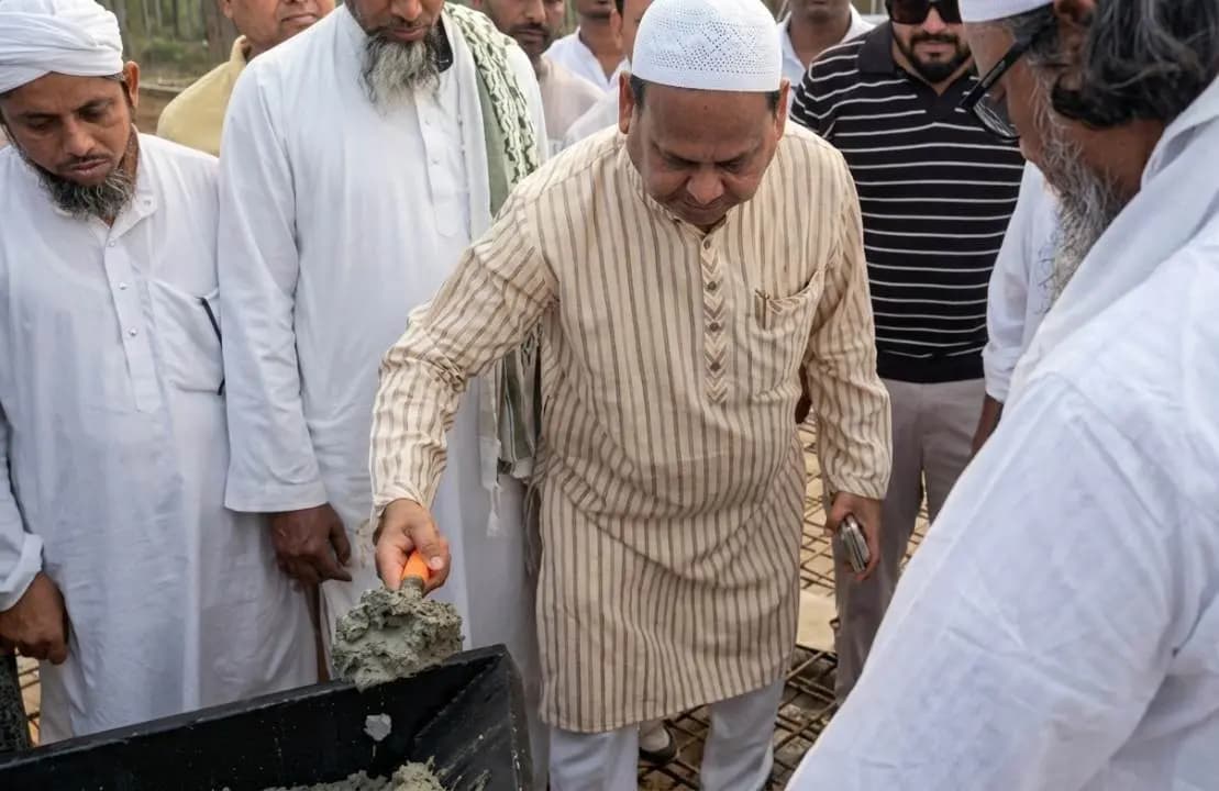 Aam Janata Unnayan Party Chairman Humayun Kabir Babri Masjid construction work advanced a little further on Friday, the day of Muharram
