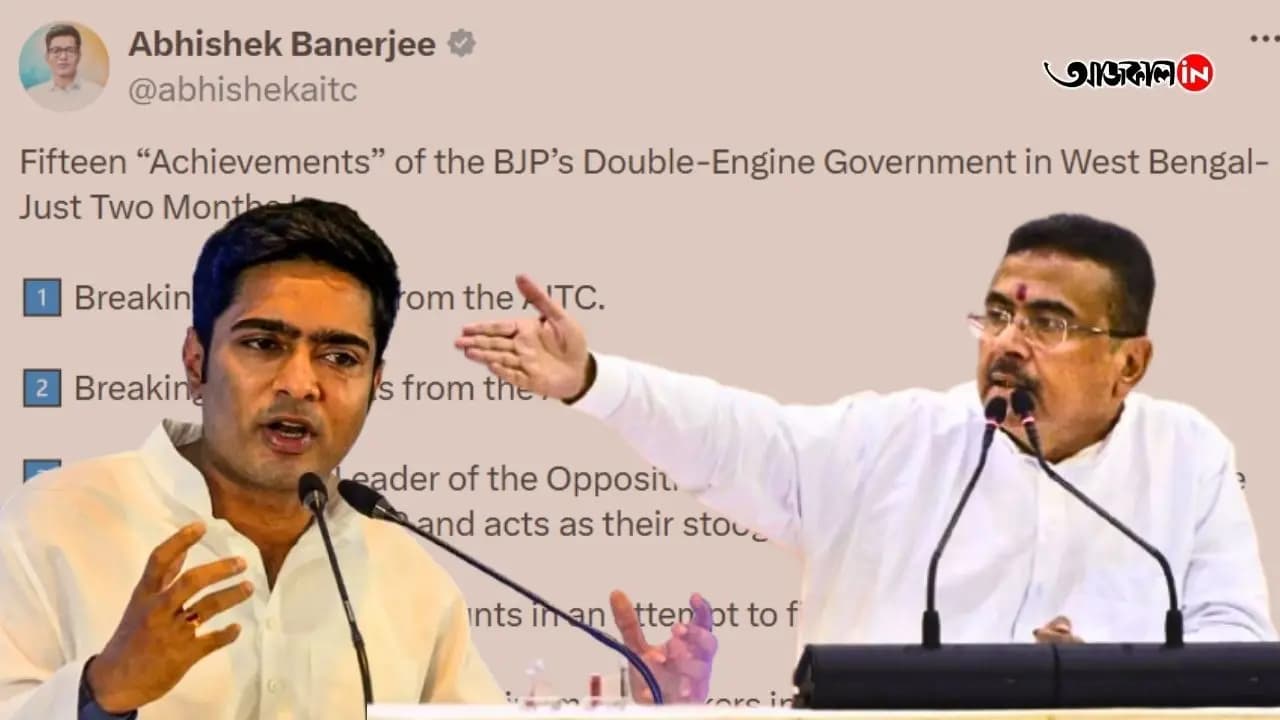 Abhishek Banerjee social media post MP writes Fifteen Achievements of the BJPs Double-Engine Government in West Bengal Just Two Months In