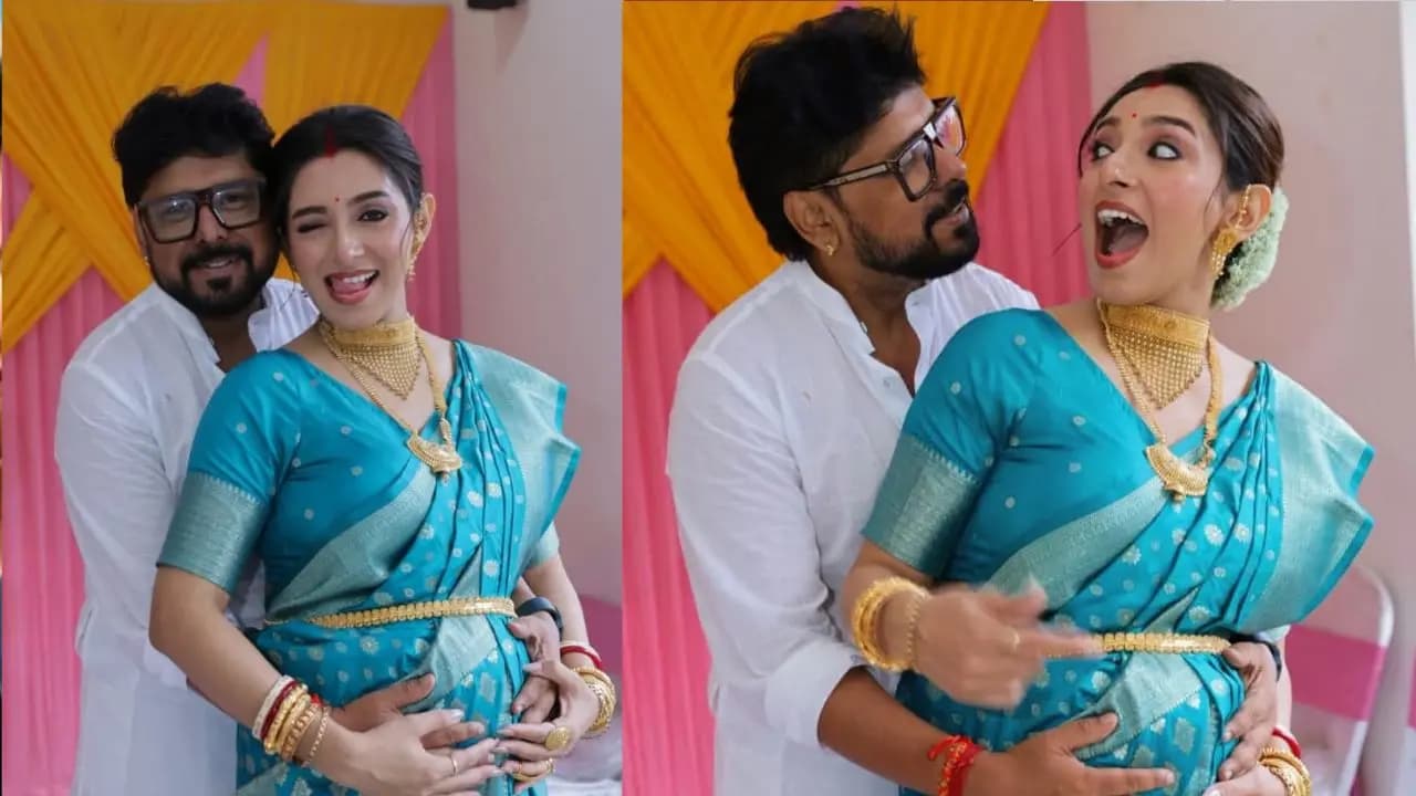 tollywood actress pean sarkar babyshower moment with director raja chanda