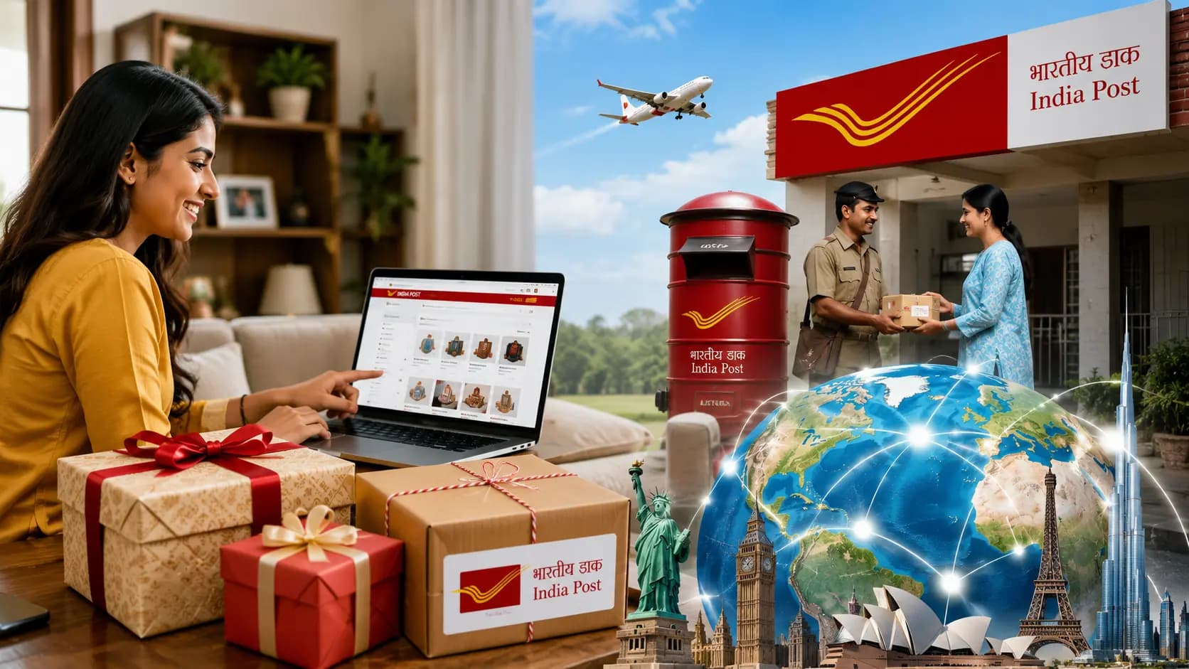 India Post Doorstep international Parcel pickup service send gifts abroad from home easily
