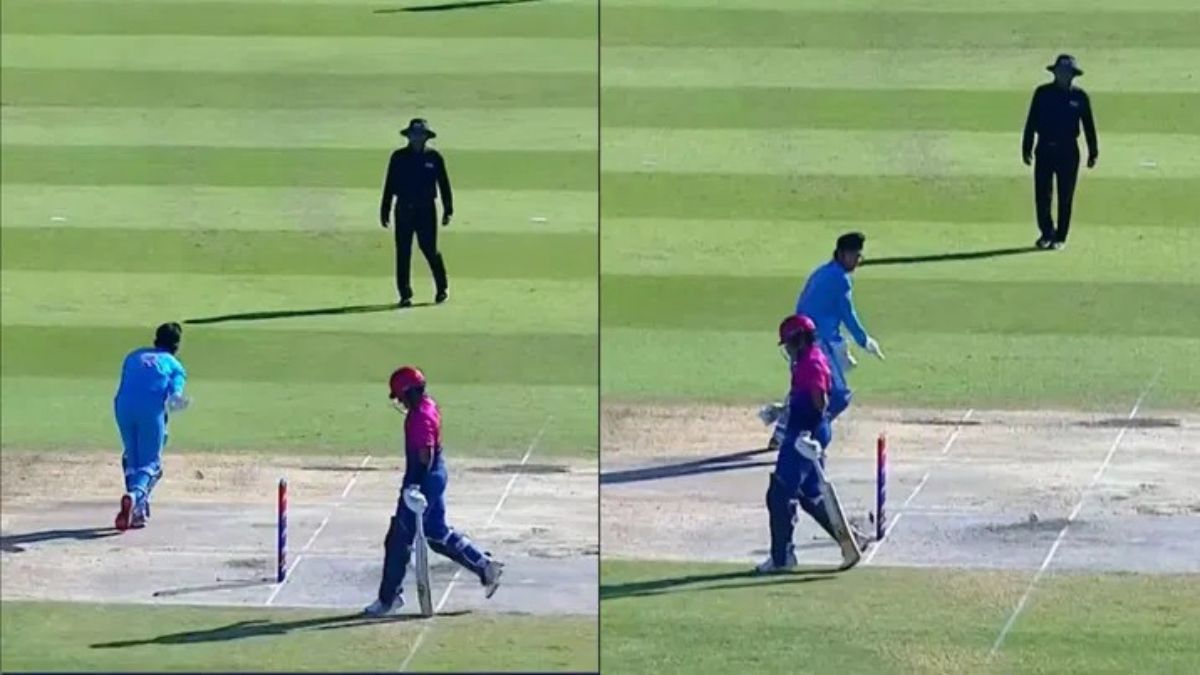 India U-19 Keeper Harvansh Pangalia pulls off MS Dhoni like no look throw 