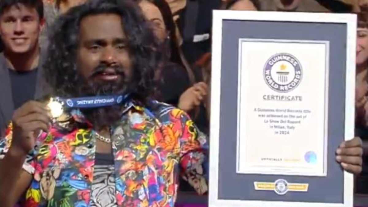 Indian drill man stops 57 electric fans in a minute with his tongue, sets Guinness World Record