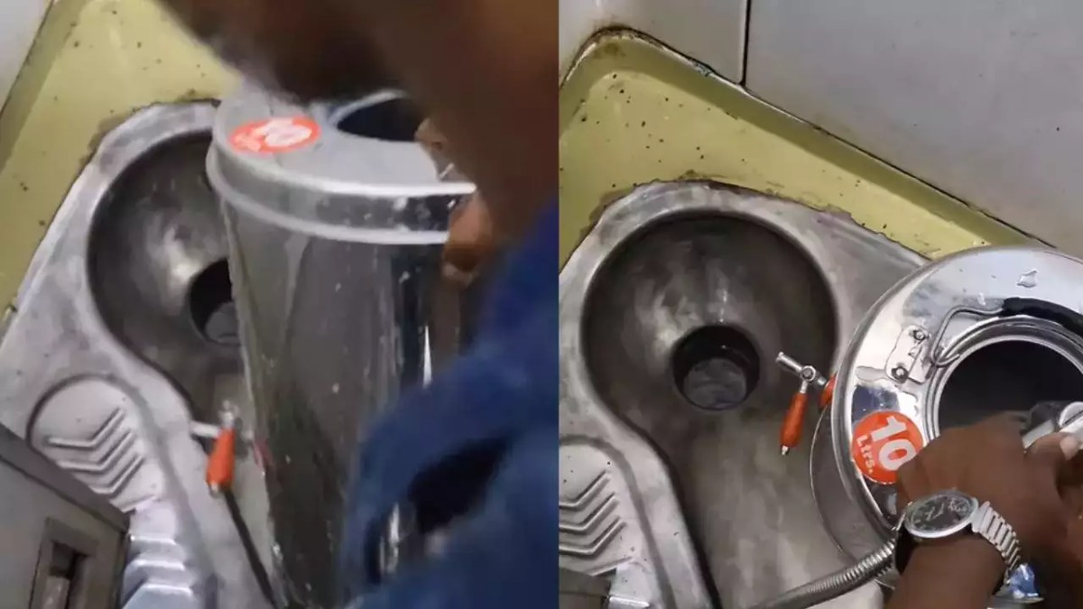 Video shows man washing tea pot in train toilet, netizens are not Happy