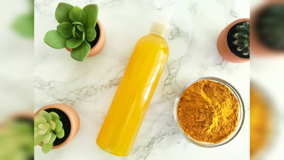 Homemade haldi toner for glowing skin and reducing dark spots with pigmentation 