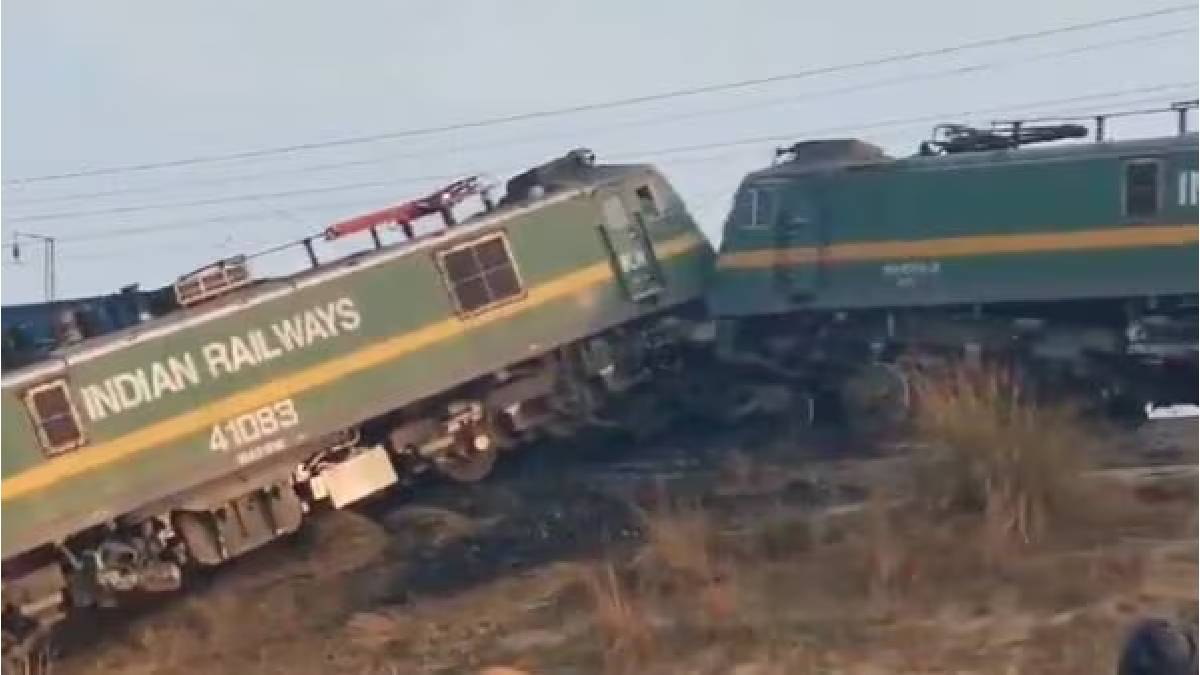 two goods train collide