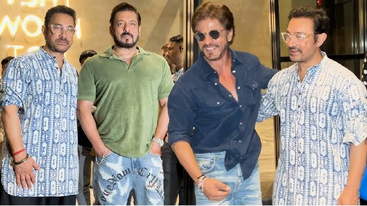 Shah Rukh and Salman Khan embrace Aamir Khan at Loveyapa screening 